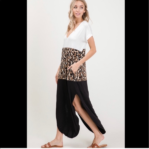 Leopard Print Color Block Maxi Dress - Picture 7 of 12